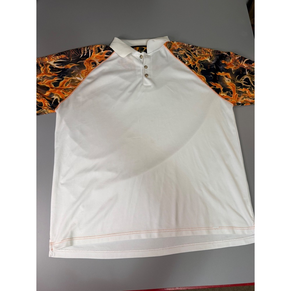 Legendary Whitetails Blaze Mens 2XL White Flame Sleeve Performance Polo Shirt